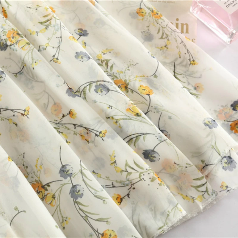 Длинные шифоновые юбки с цветочным принтом летние плиссированные