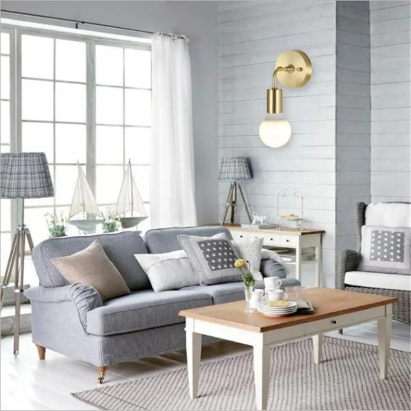 Медная настенная лампа креативная прикроватная для спальни простая