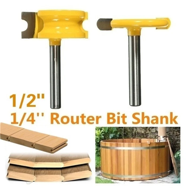 

Shank Canoe Flute and Bead Router Bit Set Wood Cutters Woodworking Tools 2pcs 1/2" 1/4" Alloy Wood Milling Cutter Bits Tools