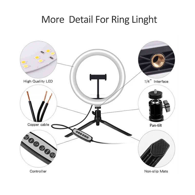 10 дюймов мобильный телефон кронштейн со штативом для наполнения лампа кольцо