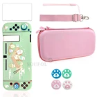 Чехол для ношения с розовой Сакурой NS Switch, водонепроницаемый защитный чехол, милые ручки для большого пальца, защита экрана, ремешок на плечо