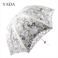 yada 2020 ins lace flower pattern princess umbrella rain women uv umbrella for women windproof 3 folding umbrellas ys200190