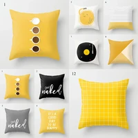 4545cm yellow print cushion pillow covers geometric throw pillow case for home chair sofa decoration cushion square pillowcases
