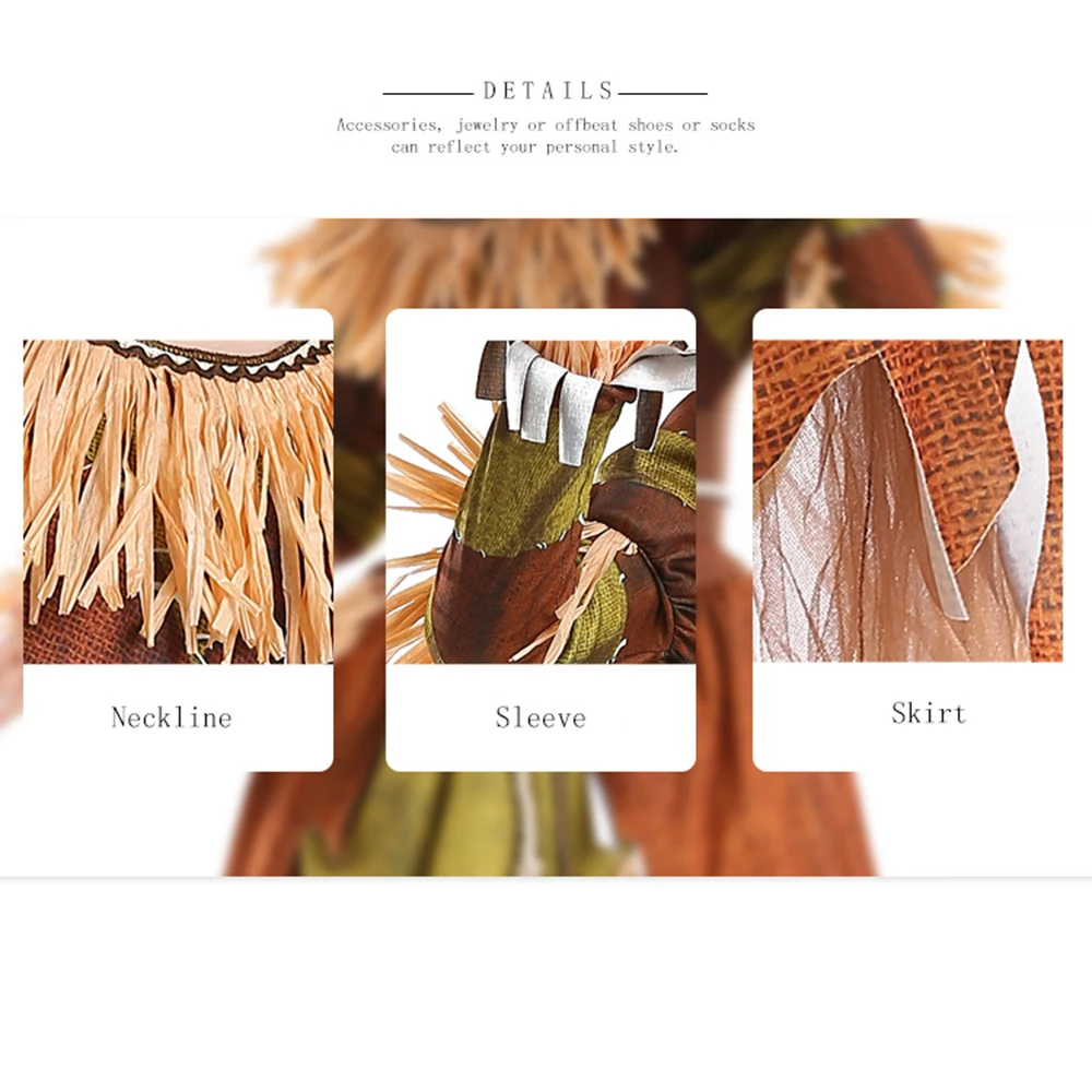 

Amazing Carnival Scarecrow Clown Cosplay Dress Sets Fancy Halloween Dance Stage Drama Party Children Clothes Patchwork Costumes