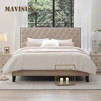 solid wood soft sponge bedside fabric canopy bed modern minimalist storage space saving high box bed 1 8m bedroom furniture