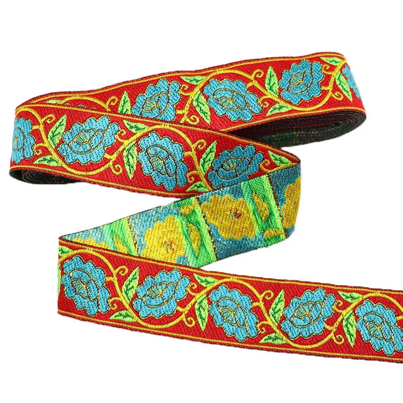 7 ярдов 3 см вышитые жаккардовые ленты с цветочным узором тканая кружевная