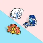 Эмалированная булавка для девочек в виде воздушного облака, огня, воды, забавное искусство с натуральными элементами, булавка для лацкана, значок, ювелирное изделие для девушек, оптовая продажа