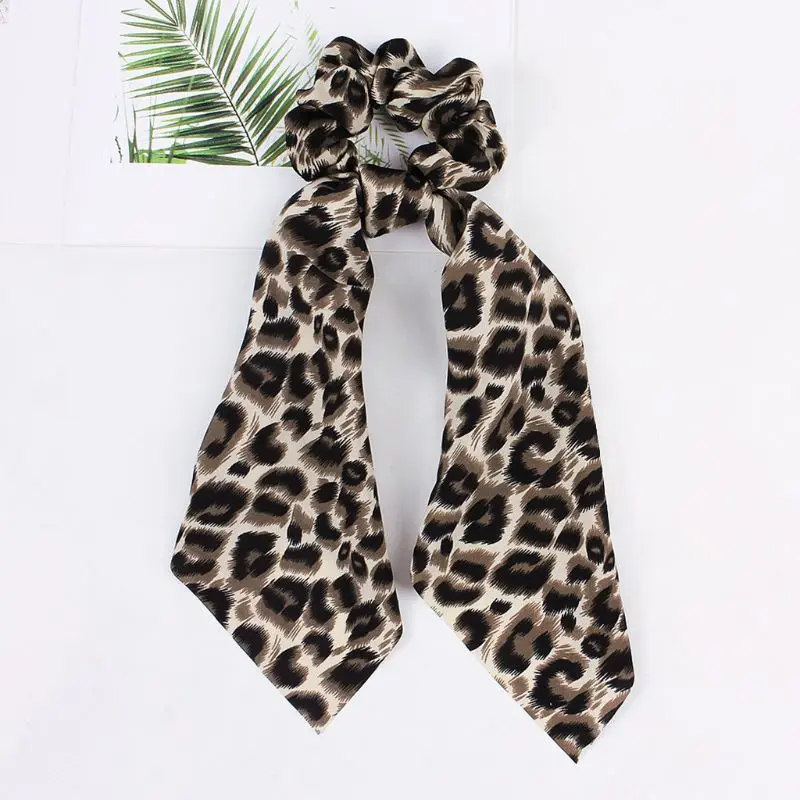 

3Pcs Womens Geometric Hair Scrunchies Retro Leopard Printed Ties Rubber Band