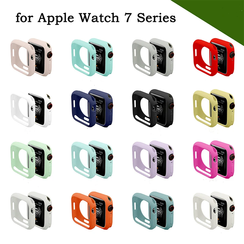 Чехол для Apple Watch 7 6 5 SE 4 3 2 1 38 40 мм 42 44 мягкий силиконовый бампер карамельного цвета