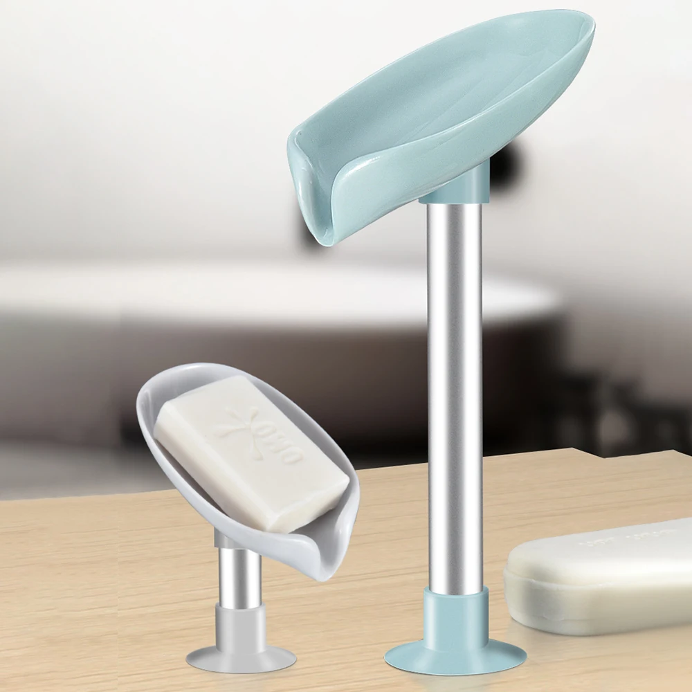

Leaf Shape Soap Holder Soap Dish For Bathroom Quick Drain Large Suction Cup Fixed Firmly Bathroom Storage Rack Soap Container