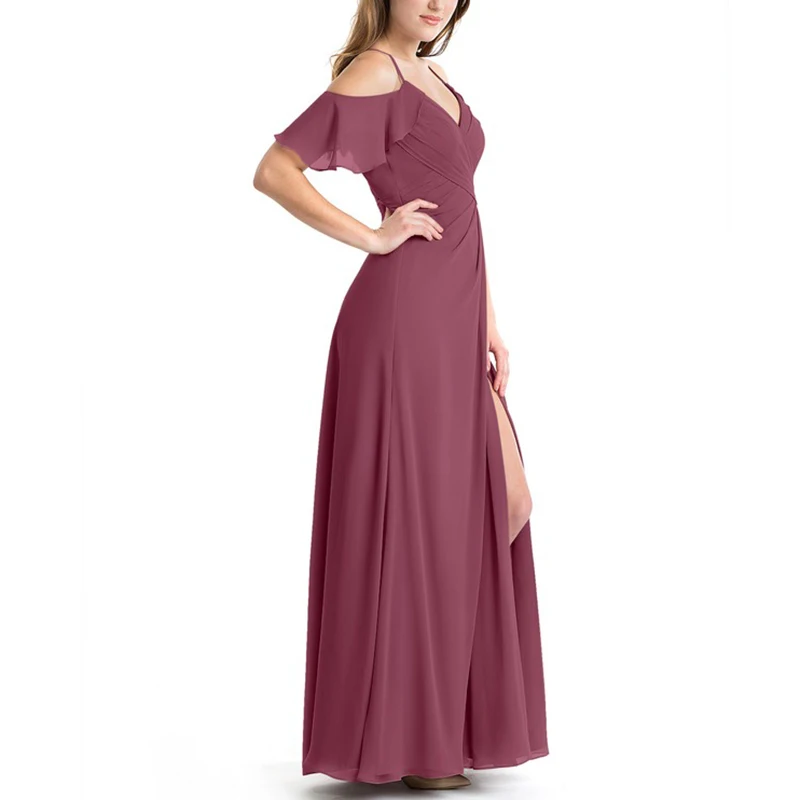 Тутовое платье подружки невесты шифоновое свадебное платье с разрезом Vestidos De Boda Invitada вечерние платья спагетти платье с бретельками