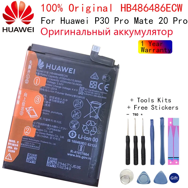 Оригинальный запасной аккумулятор Hua Wei HB486486ECW для телефона Huawei P30 Pro Mate 20 Nova P20 Honor 10