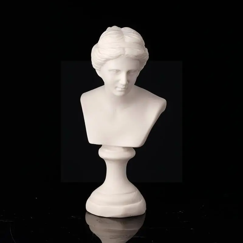 

1pcs Mini Bust Sculpture Statue White Resin David Pretend Miniature Dollhouse Furniture M1f4