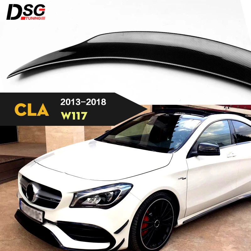 

High-kick Carbon Fiber Rear Deck Spoiler Wing Fit For Mercedes CLA Class C117 & CLA45 2013 - 2018 4-Door Coupe Car Tail Wings