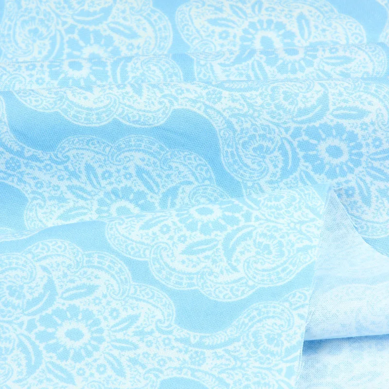 Половина ярд импорт однотонной хлопковой ткани на голубом материале с бахромой