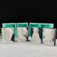 przy 4 molds silicone buddha 2d handmade sleeping buddha lotus soap candle mould diy silicone soap resin clay baking tools
