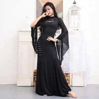long sleeve stage wear belly dance costume dress womens clothing arabic iraq khaleegy sexy hollow baladi robe