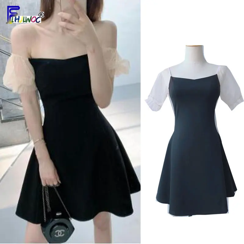 Милые мини платья вечерние женские французские Ins шоу с открытыми плечами