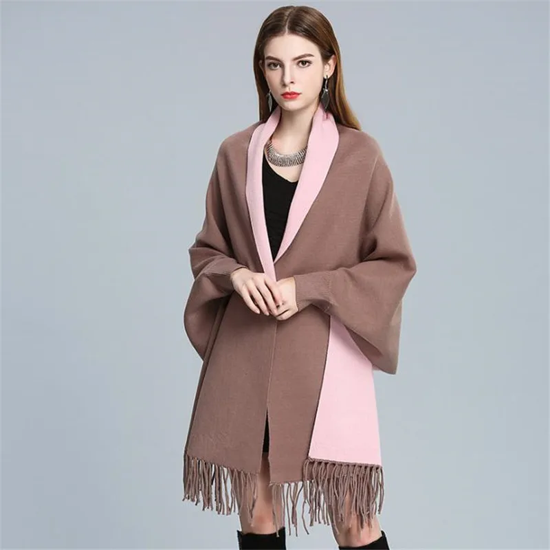 Bufanda длинные зимние шарфы шаль толстый теплый женский шарф накидка с рукавами