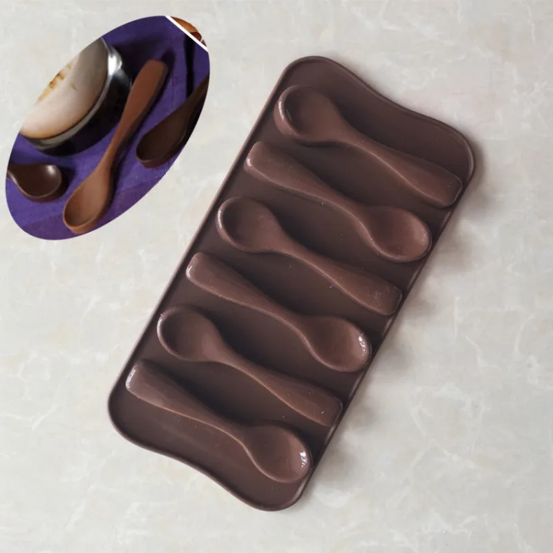 6 Spoons Shaped Chocolate Mold Food Grade Silicone Ice Trays Mould | Дом и сад
