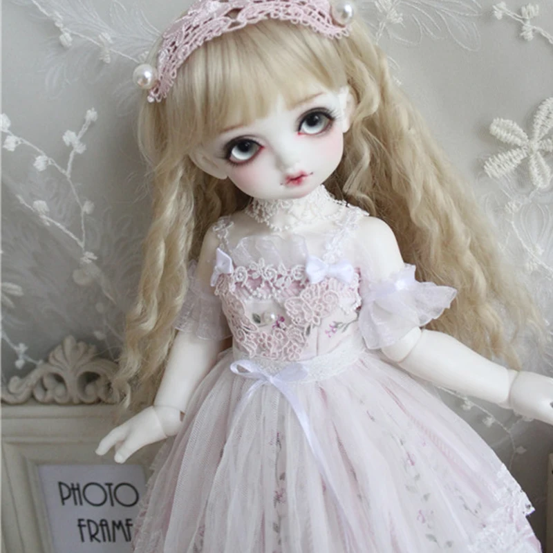 Кукла Одежда 1/6 1/4 BJD платье Розовая фея платье для 1/6 YOSD 1/4 BJD Blyth кукла аксессуары платье+ головной убор+ вуаль юбка+ с круглой горловиной