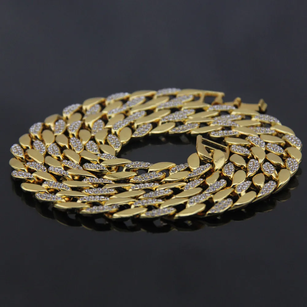 2021 European And American Hip-hop Style Gold Men's Inlaid Cuban Thick Chain Necklace Manufacturer's Spot | Украшения и