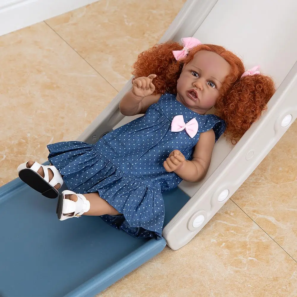 Рыжие волосы Reborn Baby Doll Силиконовые африканские куклы 57 см ручной работы для