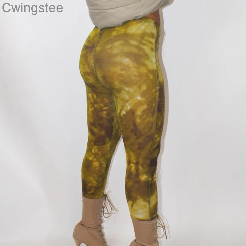 

Tie Dye Print Sporty Skinny Leggings For Women High Waist Casual Wear Athleisure Pants Patchwork Slim Fashion Leggins
