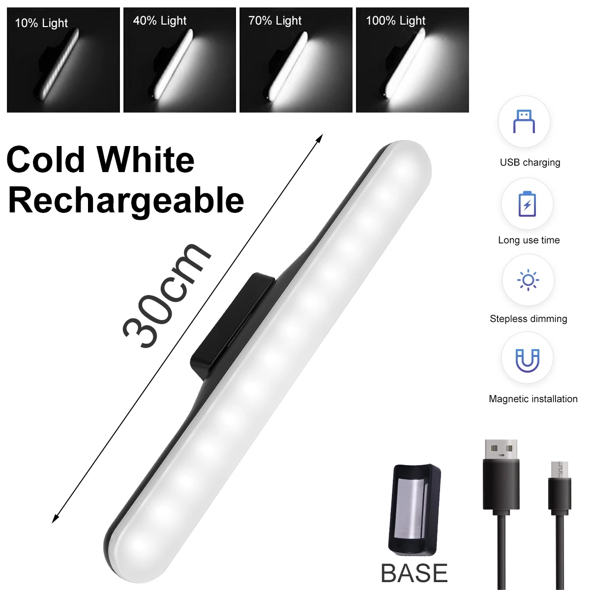 

Magnetic Table Lamp Wireless Touch LED Desk Lamp Chargeable Home Cabinet Study Reading Lamp Stepless Dimming USB Night Light