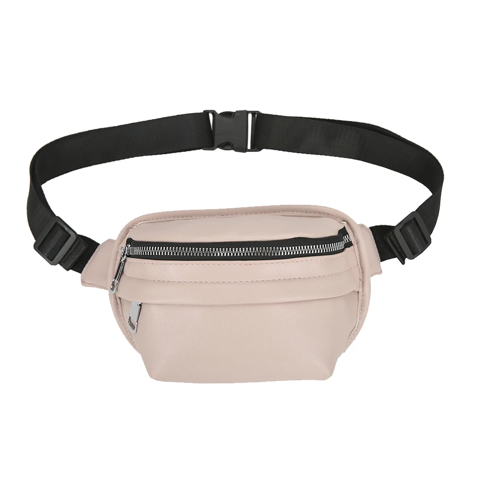 

Solid Color Fanny Chest Zipper Bag Street Women Belt Shoulder Waist Money Pouch Popular Simple Female Daily Bag