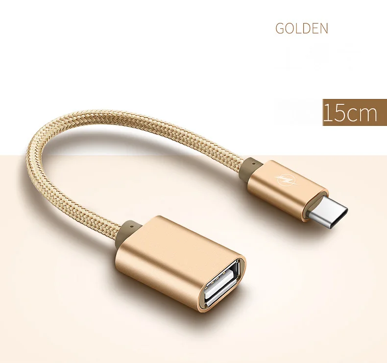 Бренд type C USB 3,1 штекер для OTG type-A Женский адаптер Шнур для Android LeTV huawei Oppo Vivo планшетный ПК samsung смартфон - Цвет: Золотой