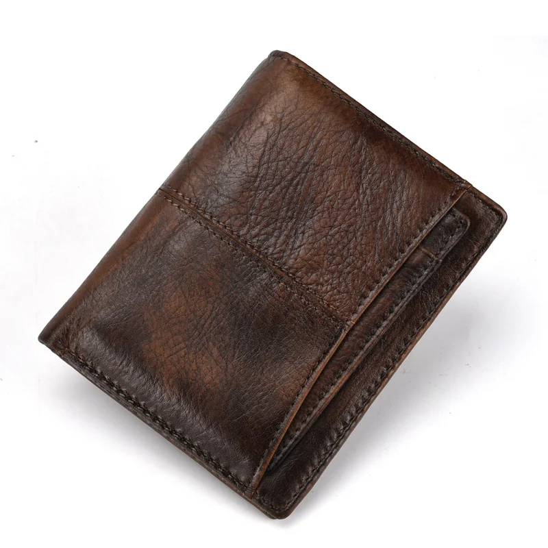Мужские Винтажные кошельки из натуральной кожи Отделяемый держатель для карт