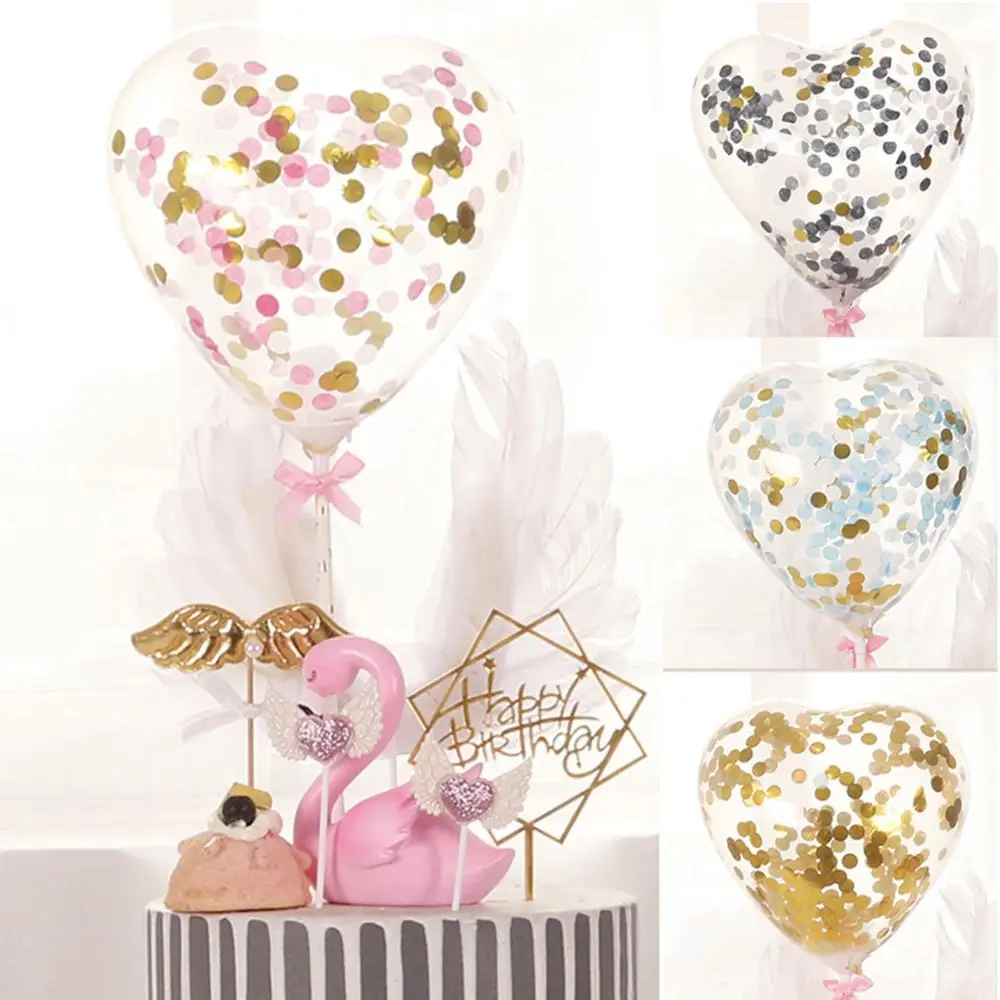 10 шт./упак. 5 дюймов шар с конфетти для торта маленькое сердце прозрачный шар для дня рождения вечеринки Свадебные украшения креативный Деко...