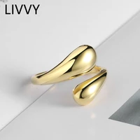 livvy silver color open ring smooth drop personality adjustable ring fine jewelry for women party accessories 2021 trend