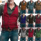 Мужской костюмный жилет для жениха свадьбы без рукавов приталенная куртка в елочку стимпанк жилет шерстяной