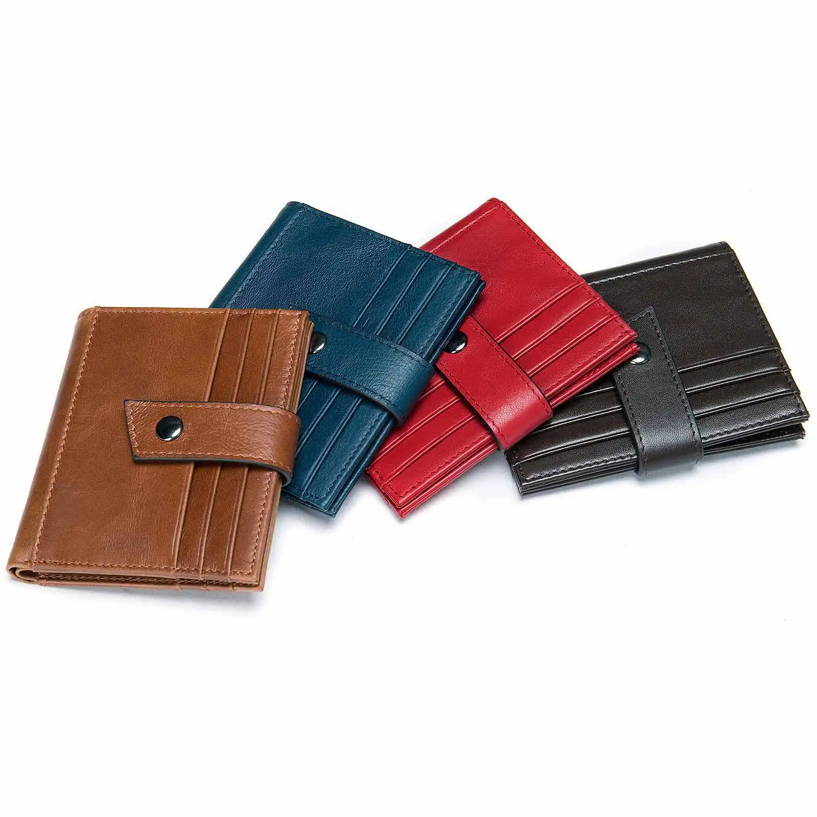 Cowhide Men's Card Holder Card Holder RFID Woman Buckle Coin Purse Genuine Leather Multi-card Pocket Small Wallet Card Holder