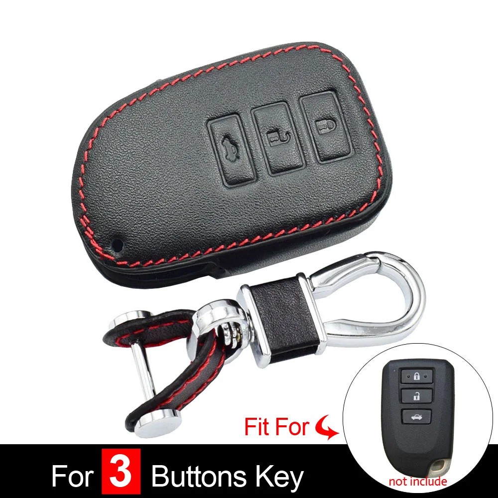 

Кожаный чехол для ключа автомобиля Toyota Yaris Vios Previa Prado 2 3 кнопки брелок куртка Держатель смарт-протектор для пульта дистанционного управления чехол