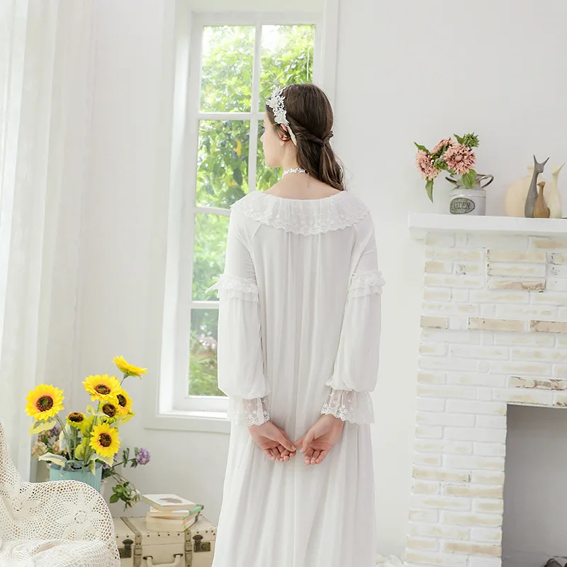 Новинка женская одежда для сна Женская хлопковая ночная рубашка с длинными