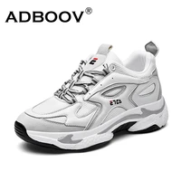 adboov new reflective casual sneakers men trendy street chunky shoes leather mesh trainers footwear mannen schoenen