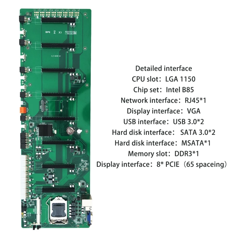 

P82F Brand New Onboard B85 BTC Chipset VGA 8-GPU Bitcoin Motherboards for Miner LGA 1150 DDR3 SATA3 USB3.0