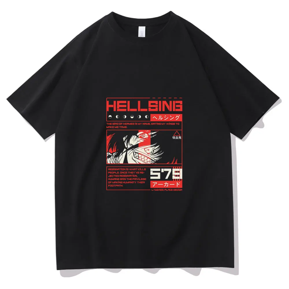 

Classic Anime HELLSING Alucard Vampire Hunter Print Tshirt Men Women Fashion T-shirt Mens Shrinkproof Cotton Tee Short Sleeve