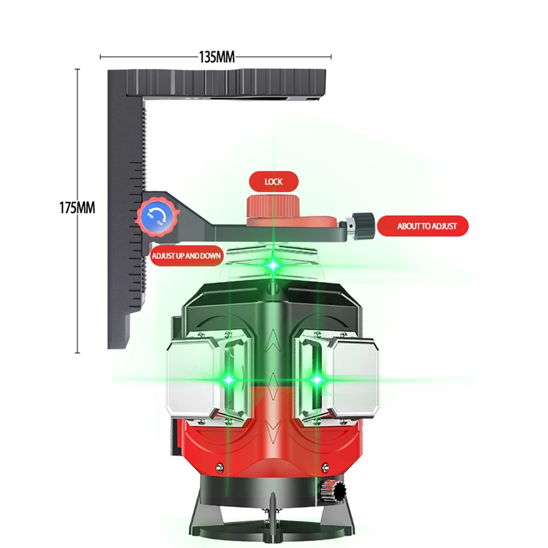 

12 /16 Line Laser Level Meter Self Leveling 360 Degree Horizontal Vertical Crosshair Green Line Can Be Connected To Mobile App