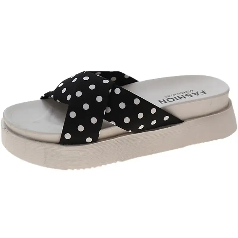 

Shoes Woman 2021 Female Slippers Med Platform Luxury Slides New Beach Soft Flat Designer Fabric Rome Fashion PU Rubber Cotton