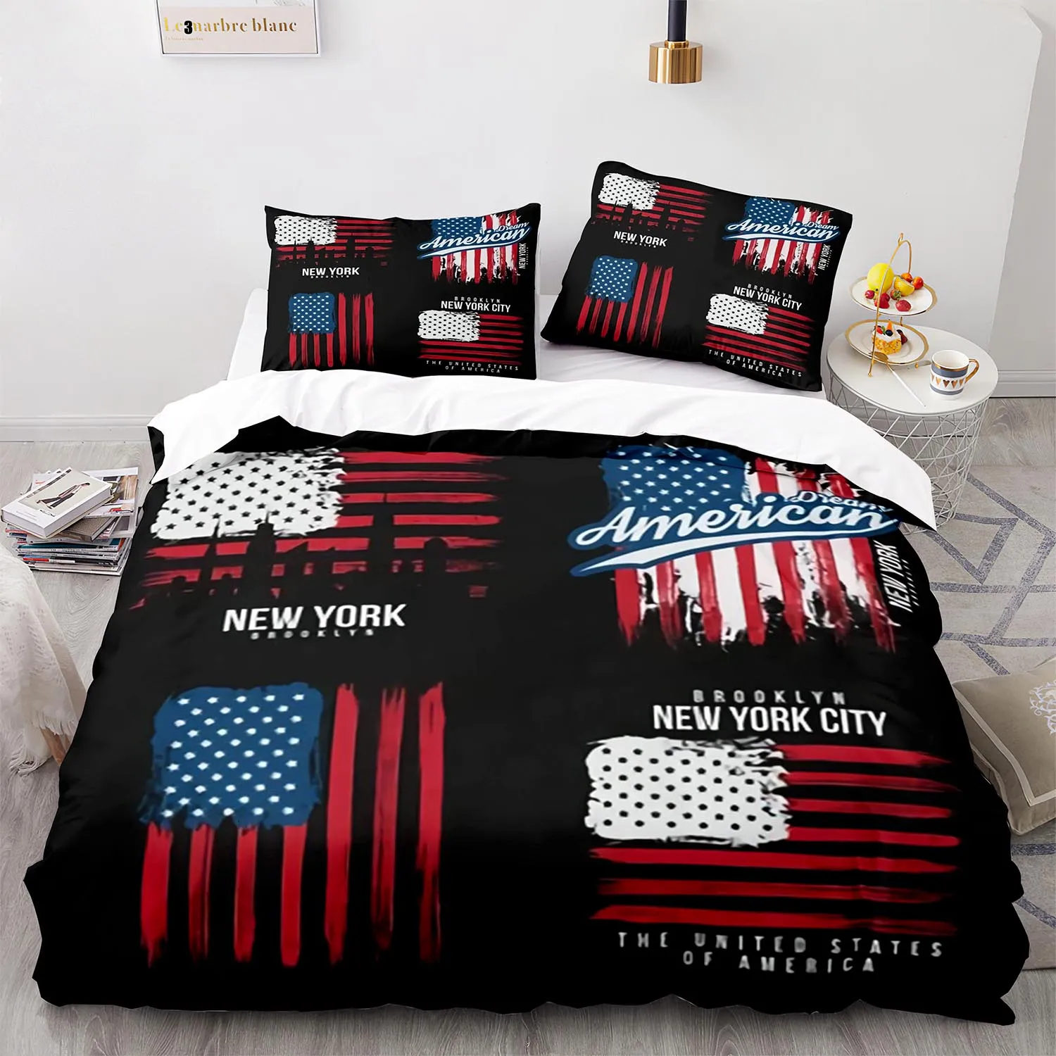 USA Flag Bedding Set Single Twin Full Queen King Size United States Bed Sets American Children's Kid Bedroom Duvetcover 04 | Дом и сад