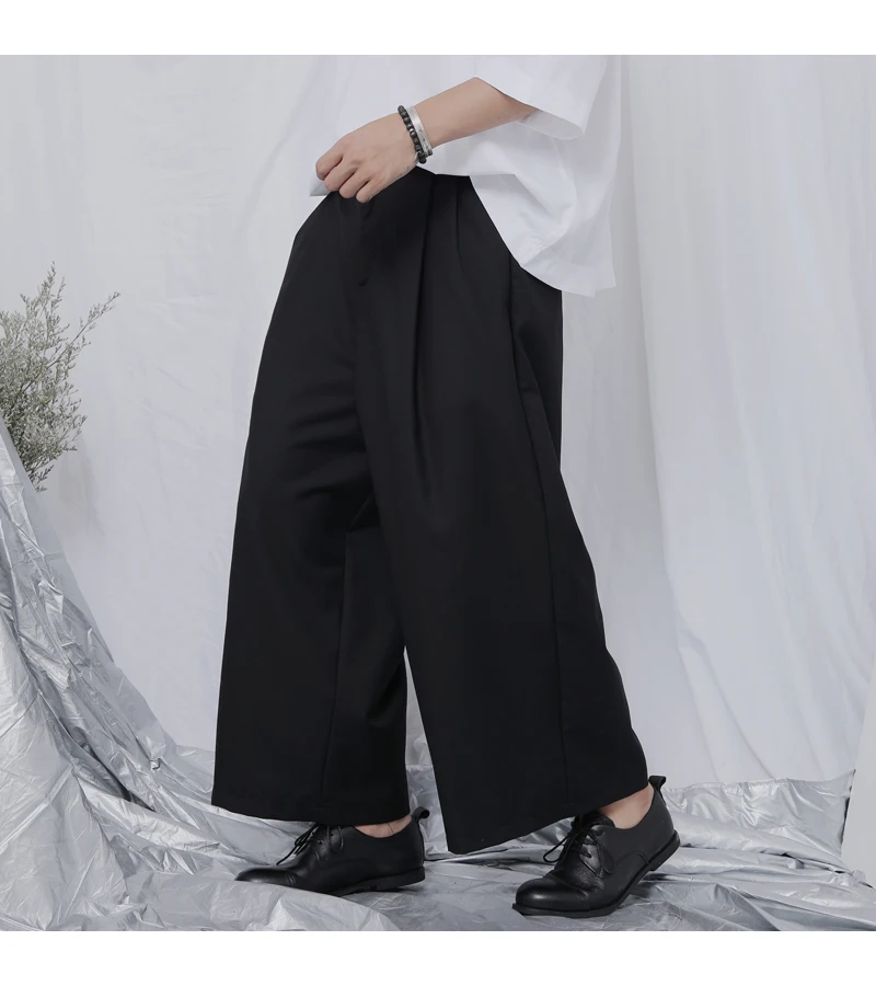 Осенние широкие брюки мужские укороченные большие повседневные модные