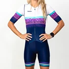 Цельный трёхкомпонентный костюм с коротким рукавом, костюм для езды на велосипеде, костюм для триатлона ярких цветов, женская одежда, комплект для езды на велосипеде