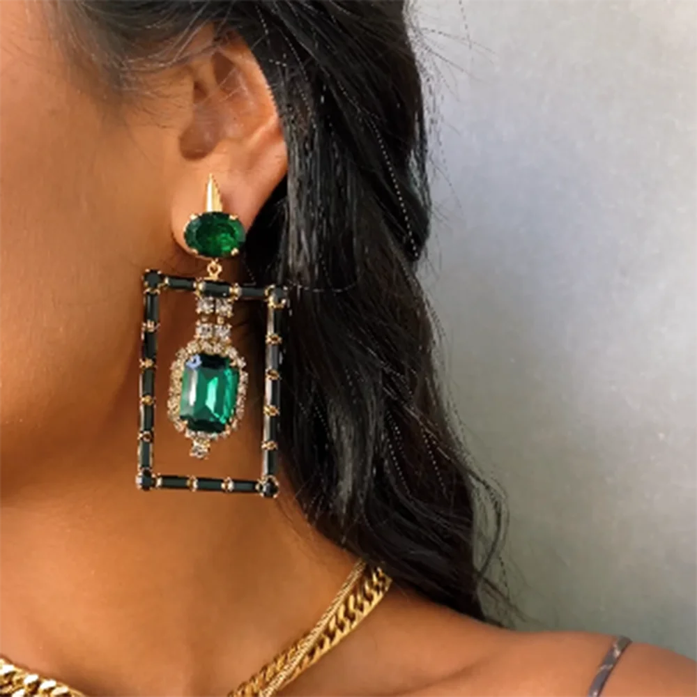 

Ztech New Green/Red Crystal Dangle Earrings Long Drop Earrings Wedding Women Hanging Earrings Party Statement Jewelry Wholesale