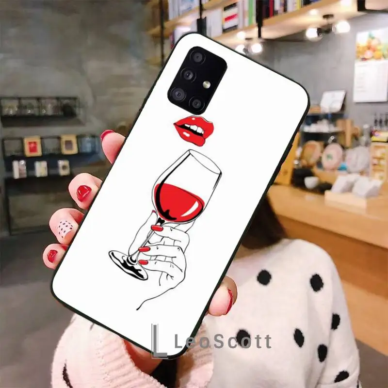 

2020 Red wine Phone Cases For Samsung A50 A51 A71 A31 A21S S8 S9 S10 S20 S21 Plus Fe Ultra 4G 5G