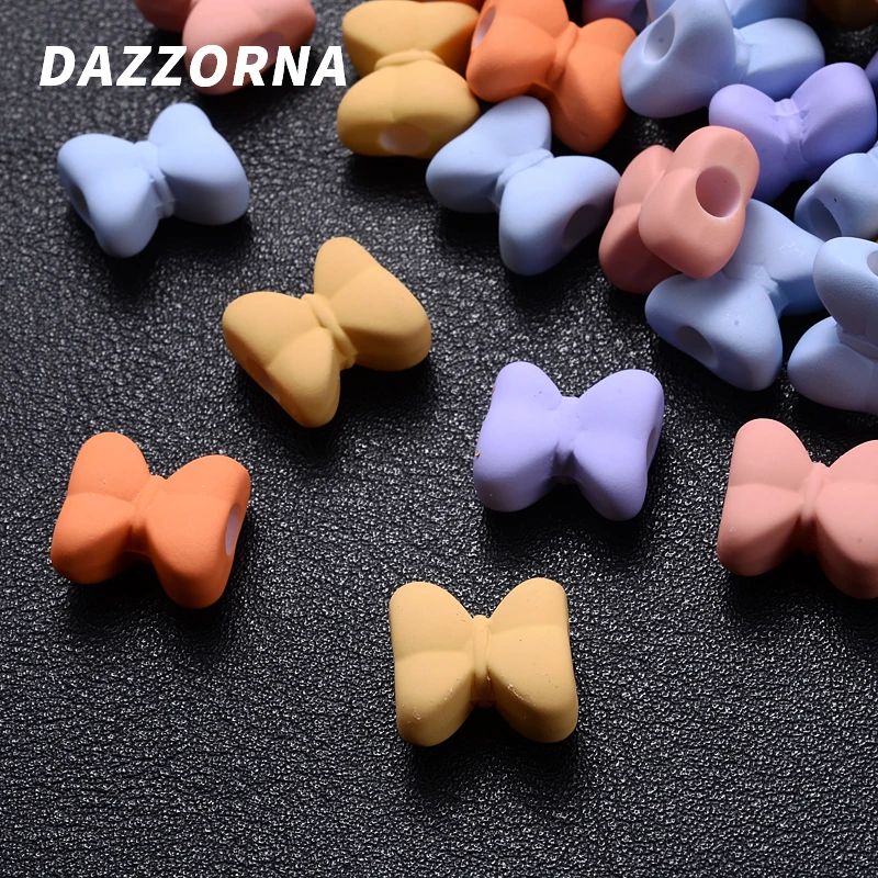 20 шт./лот 14x15 мм акриловые бусины с бантом матовые резиновые Смешанные