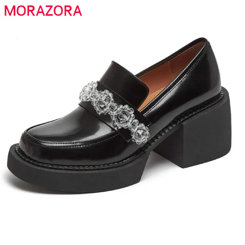 

Женские туфли-лодочки на высоком каблуке MORAZORA, черные или белые однотонные повседневные туфли-лодочки на высоком каблуке, с круглым носком, ...